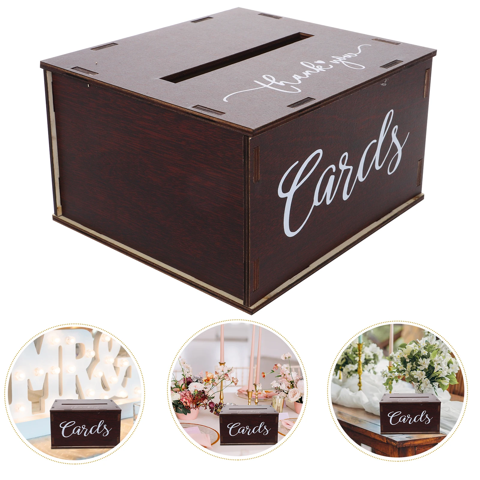 Caja de tarjetas de boda de madera, caja de colección grabada de recuerdo para bendiciones, sobres, dinero, recepción, fiesta de aniversario, decorativa