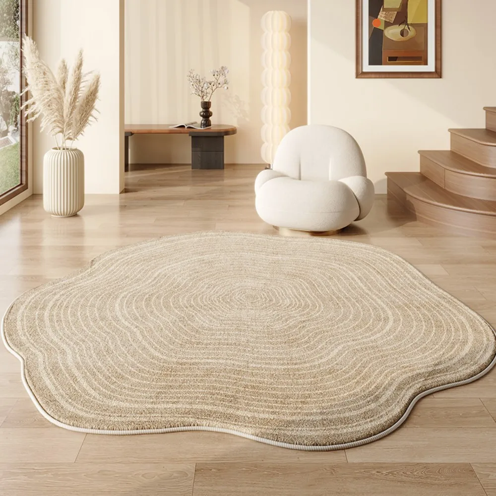 VIKAMA Modern Irregular Lines Round Rug For Bedroom Living Room Flooring Waterproof Slip Resistant Stain Resistant Home Decor