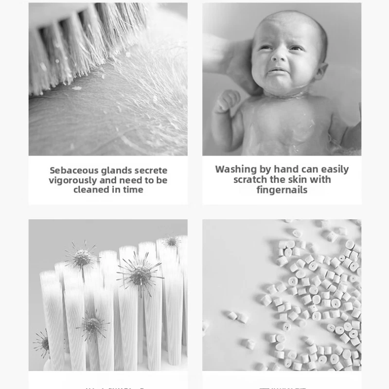 Baby Soft Bristle Hair Brush Set Scalp Cradle Cap Cleaning Massage Comb for Newborn Infant Bath Hair Care Quiet Blue 아기 두피 브러시
