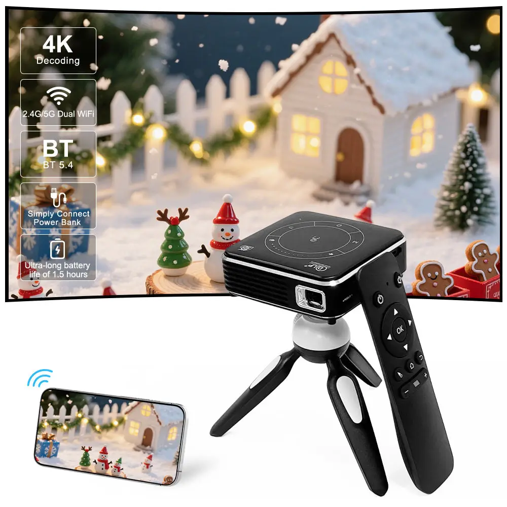 

Умный мини-проектор P11 DLP HD с Android 9, ручной фокусировкой, 16 ГБ памяти, 100 ANSI люмен, батарея 5000 мАч, зарядка через Type-C, поддержка видео 1080P и 4K.