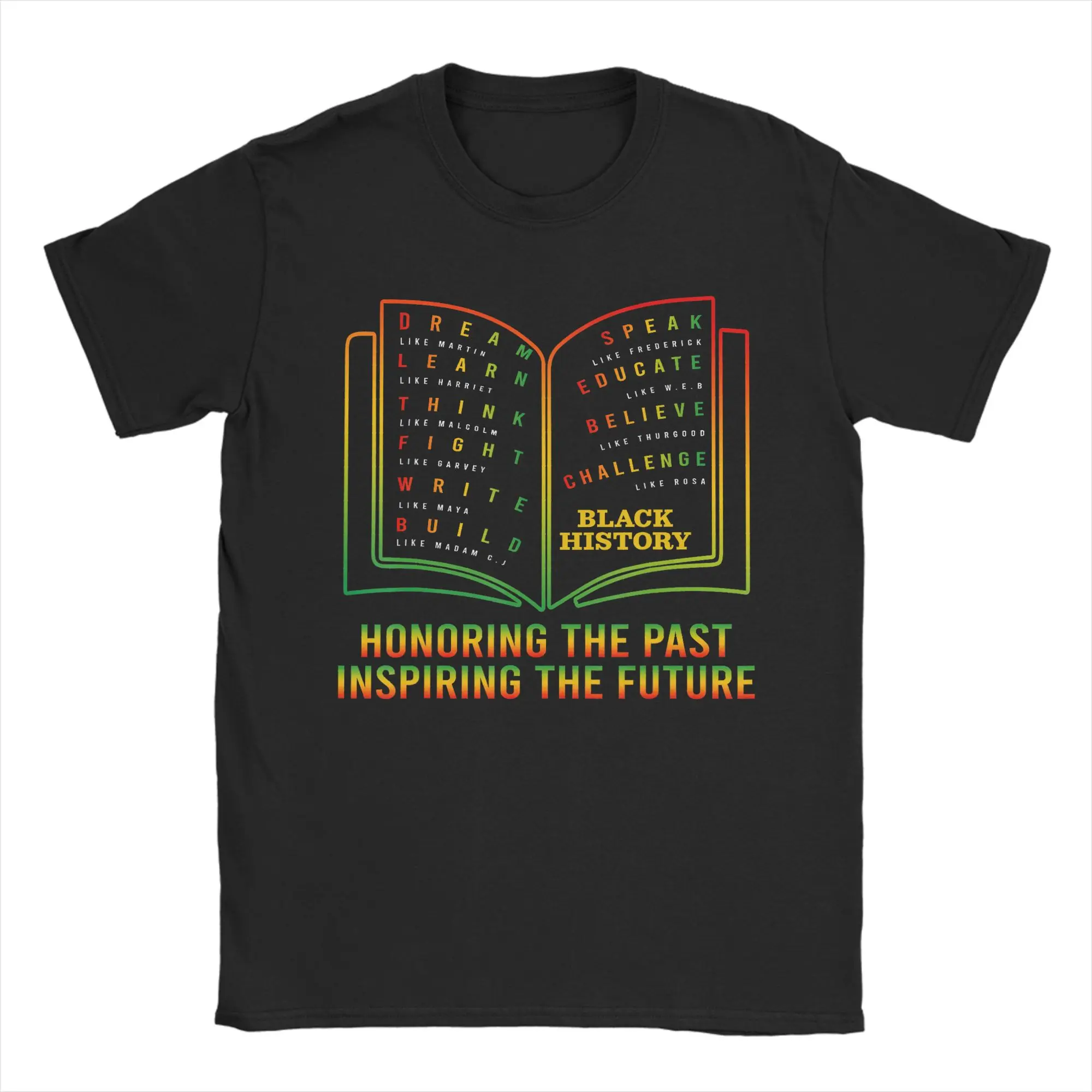 Black History Honoring Past Inspiring The Future Book T-Shirts Men  Humorous Cotton Tees Round Collar T Shirt Plus Size Tops