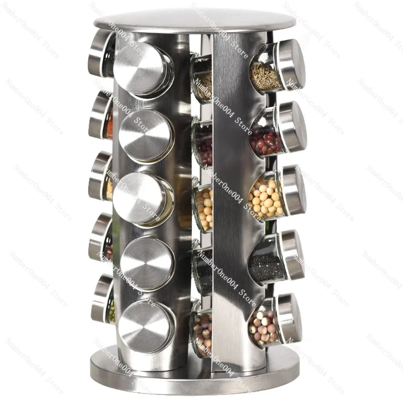 

lazy susan rotating spice rack jars seasoning organizer kitchen spice jar rack set revolving stainless steel spice organizer