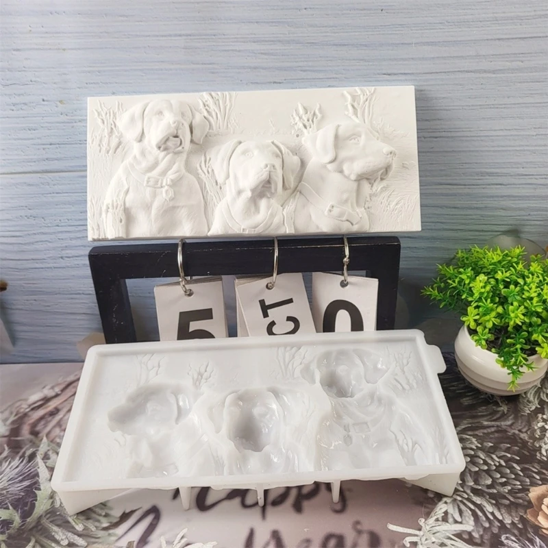 Lovely Three Dogs Semi Relief Silicone Mold Designs for Enthusiasts for Customizing Wall Decoration In Any Space