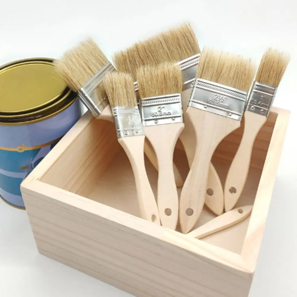 Uniform Brushing Paint Brush Feel Comfortable Multiple Sizes Soft Bristle Brush High Elastic Brush Wooden Handle