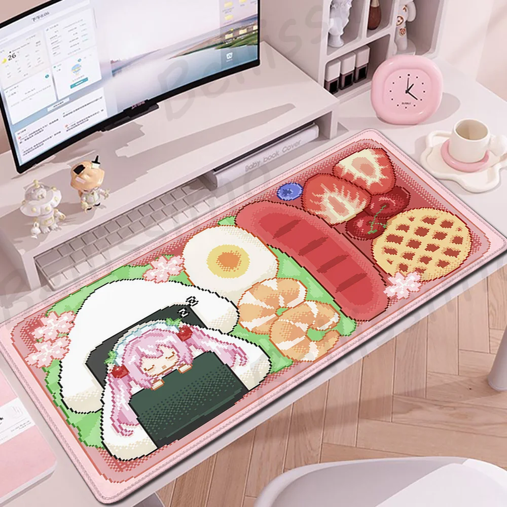 

Cute Bento Pixel Girl Mouse Pad Gaming Accessories Office Accessories PC Desk Mat Extended Mousepad Xxl Anime Keyboard Mats