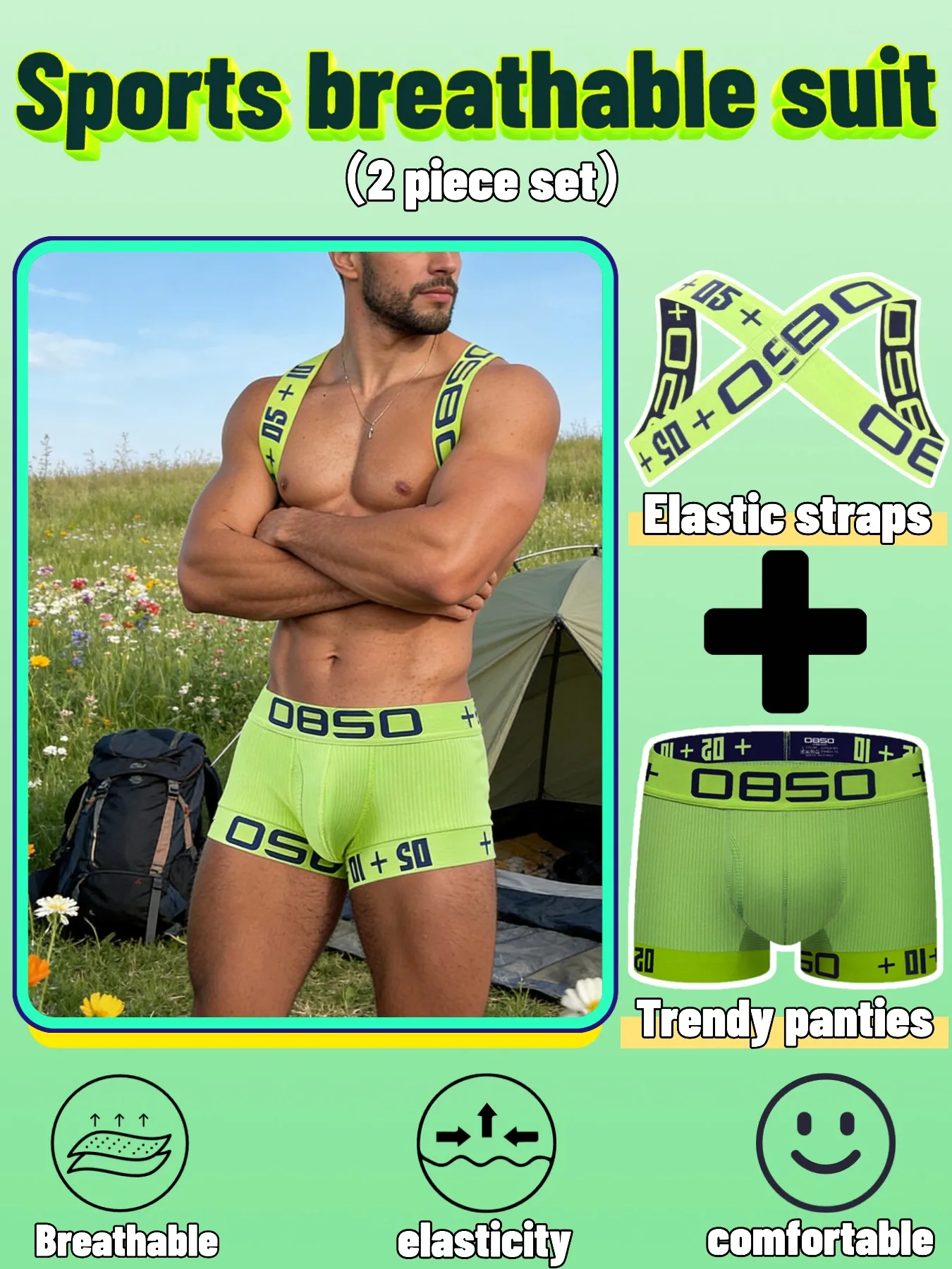 Combination briefs set - Fitness and sports men's straight-leg pants - Slimming and enhancing buttocks - Fashionable underwear