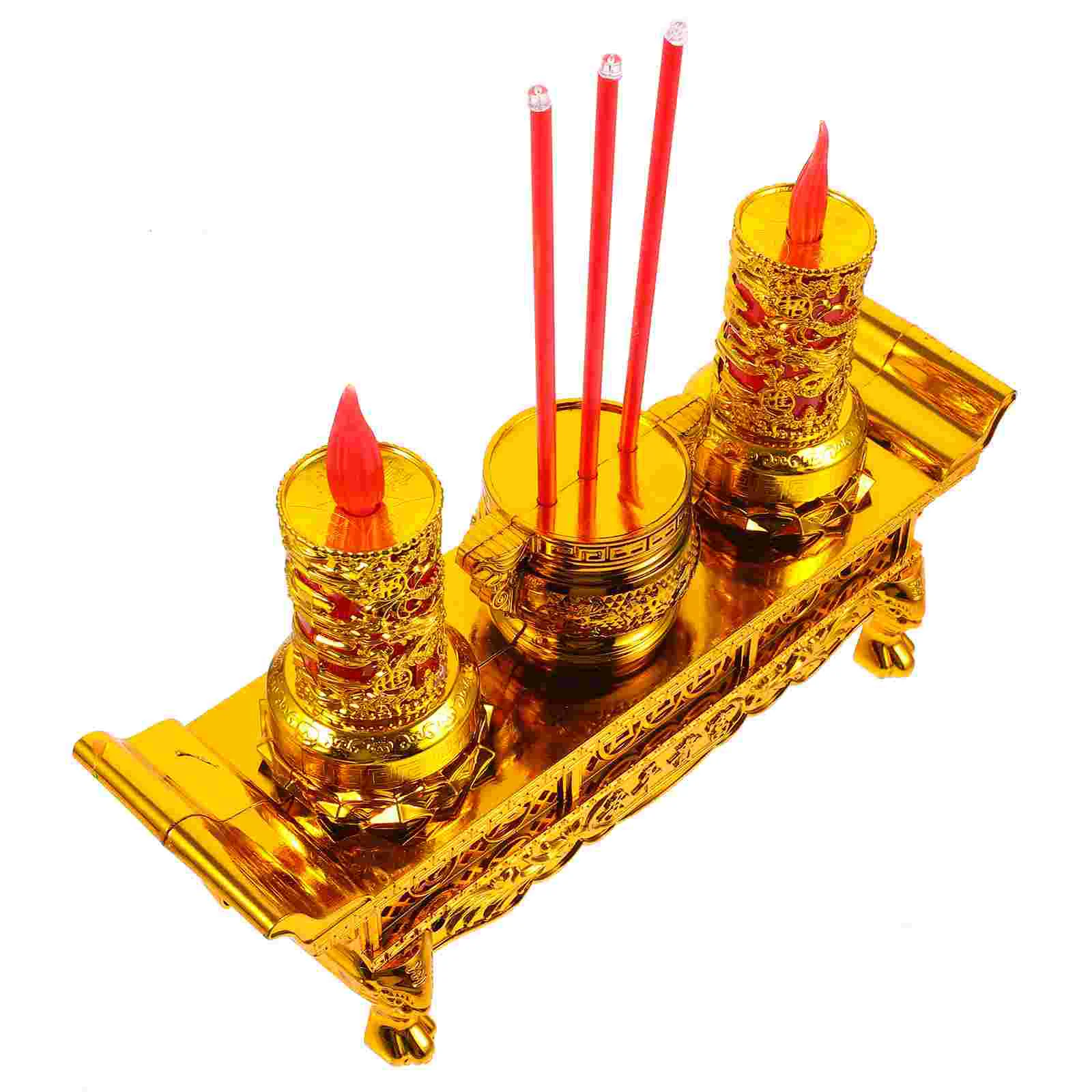 

Worship Candlestick Taper Holders LED Incense Altar Light Buddha Electronic Censer