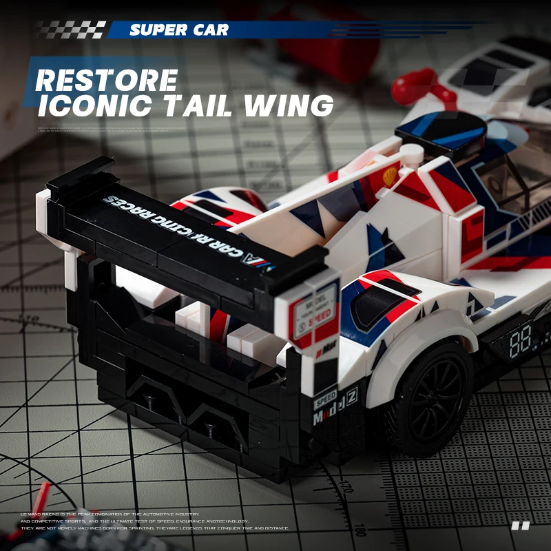 MOC Race Car Building Blocks with Acrylic Display Box, DIY Assembly Bricks Set, Adult Hobby Collection Desktop Decoration Gift - view 2