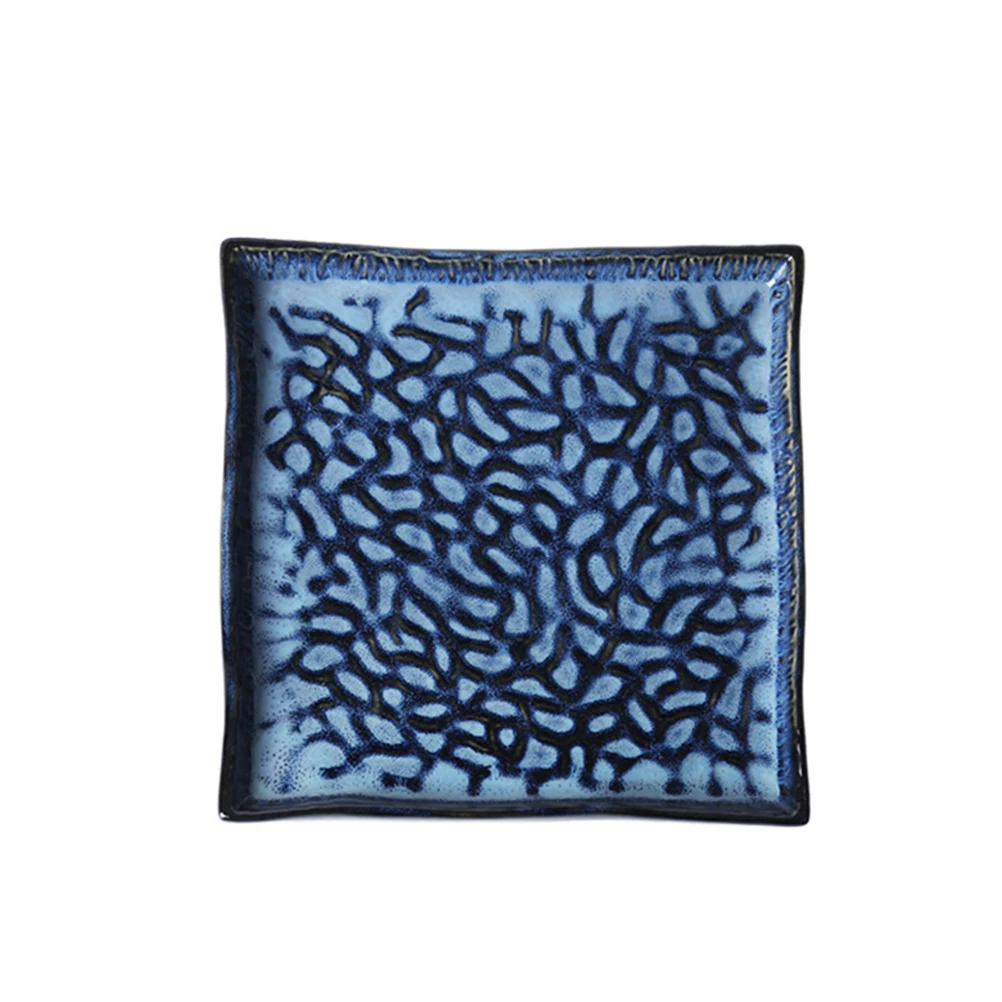 

10 Inches Premium Ceramic Embossed Square Plate Multi-Function Fruit Tray for Family Gatherings Restaurants Daily Use