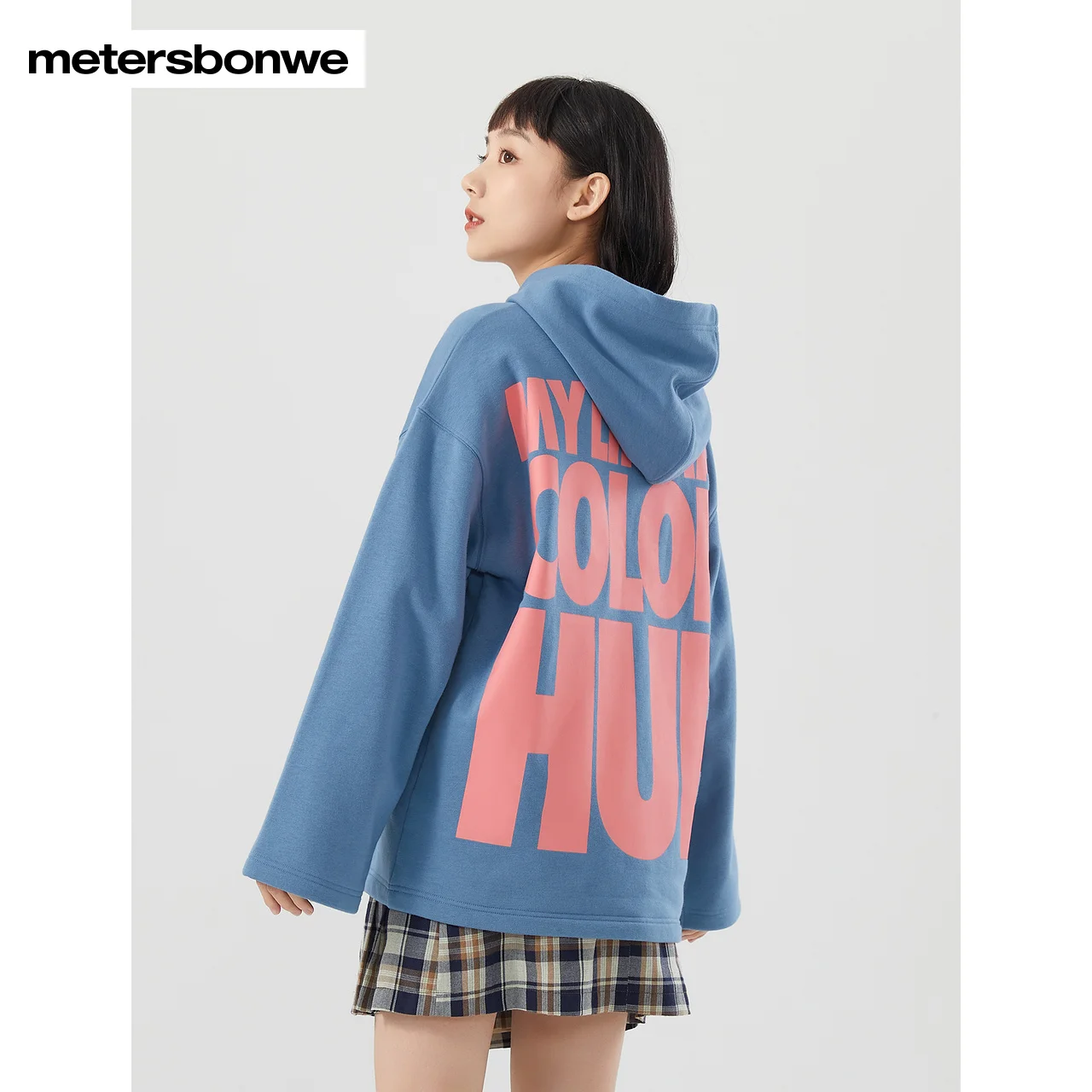 Metersbonwe Fleece Hoodies  Women Winter New Fashion Sweater Letter Pattern Warm Pullover Ladies Sweaters Girls Brand Top