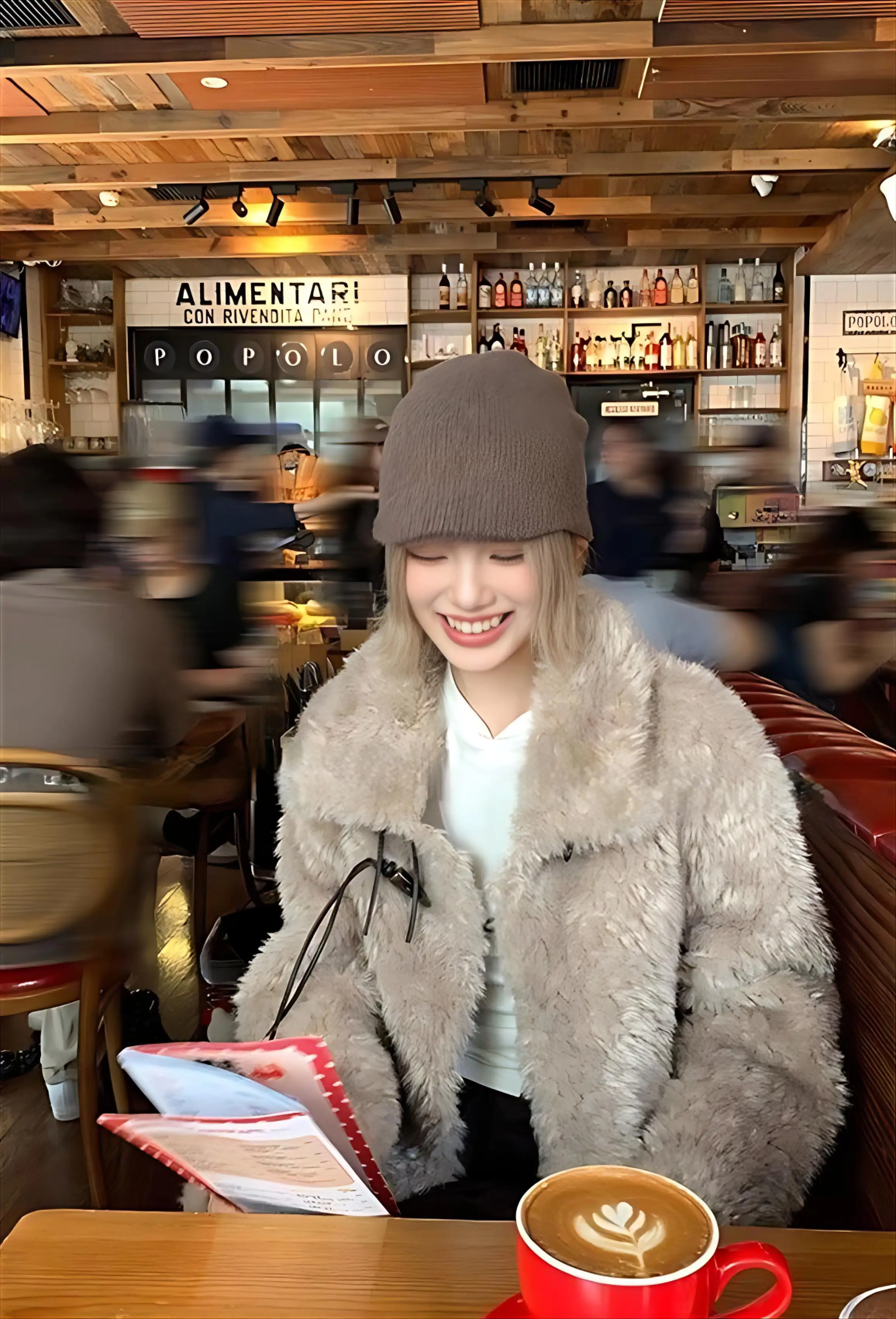 

Lamb Wool Jacket Women Green Gothic Off-Road Bomber Fur Versatile Multi-Pockets Tailored Corduroy Safari Elastic Waistband Girls