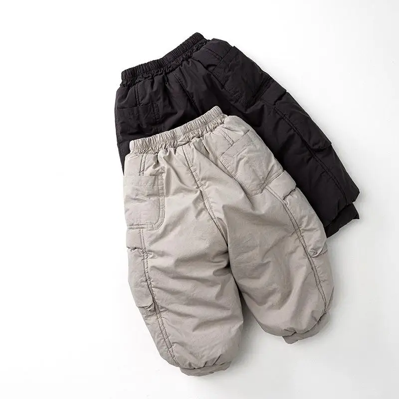 

2025 Winter New Children Cotton Padded Pants Solid Boys Casual Pants Fashion Kids Girls Thick Warm Trousers Baby Clothes