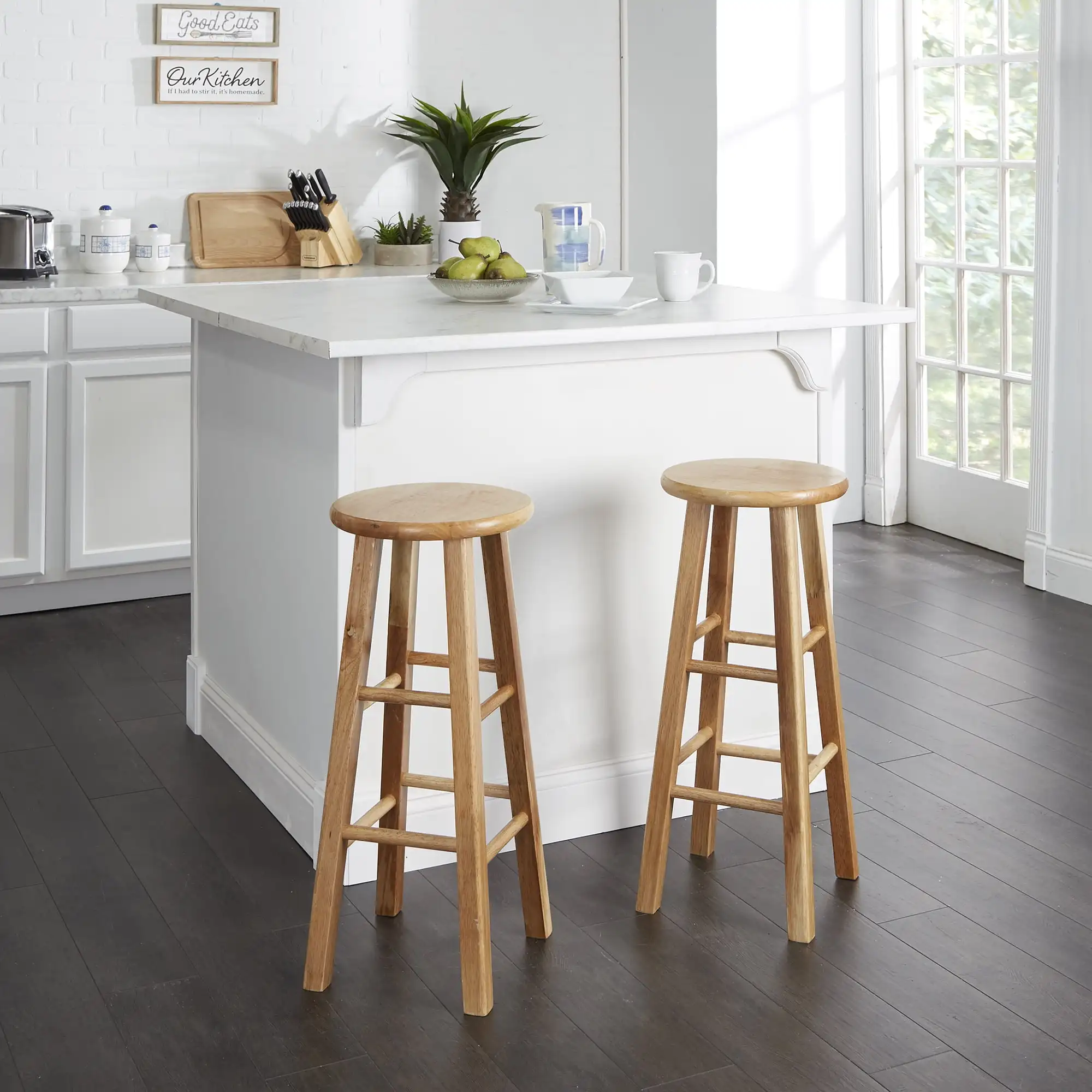 Tabouret de bar dos nu en bois naturel, entièrement assemblé, 29 po de haut