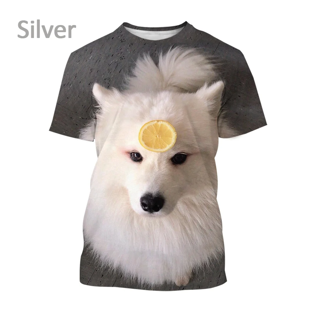 2023 New Summer Men and Women Fashion Top Casual Cute 3D Printed T-shirt Samoyed Dog T-shirt Short Sleeves Plus Size