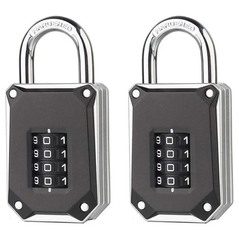 WORTHOWN-Outdoor 4 Digit Combination Padlocks 2 Pack Heavy Duty Weatherproof Gym Locker Lock Easy Read Resettable