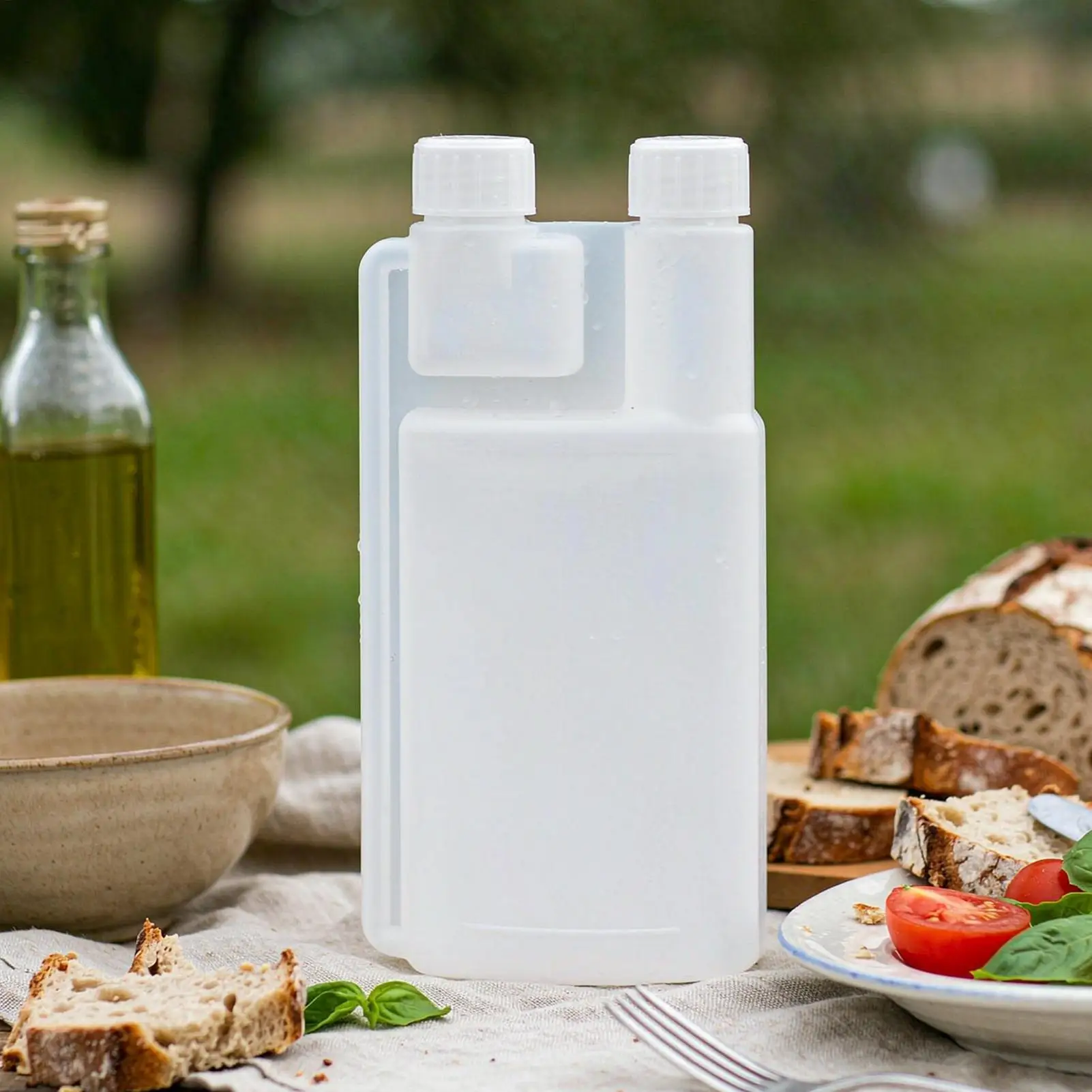 500ml & 25ml Double Neck Measuring Bottle, Kitchen Syrup Dispenser with Scale, Oil Vinegar Liquid Bottle for Cooking Camping