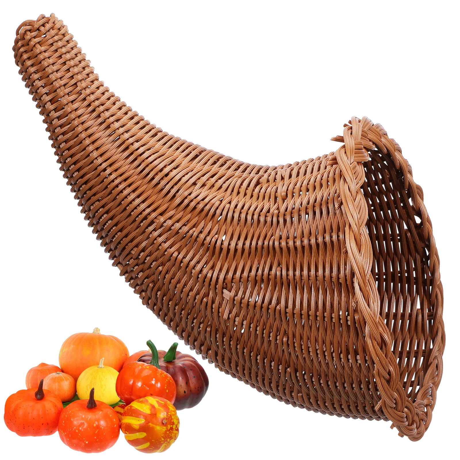 سلة الوفرة الصغيرة اليدوية المنسوجة البقرة القرن سلة متعددة الأغراض الزخرفية سلال الروطان للخبز وجبات خفيفة والفواكه #1