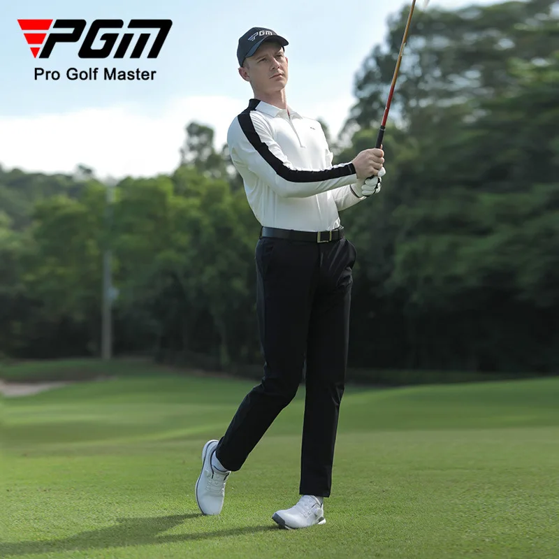 PGM Męskie koszulki golfowe Jesień i zima Sporty rekreacyjne Koszulki polo z długim rękawem Modne klapy Golf Wear Men YF648