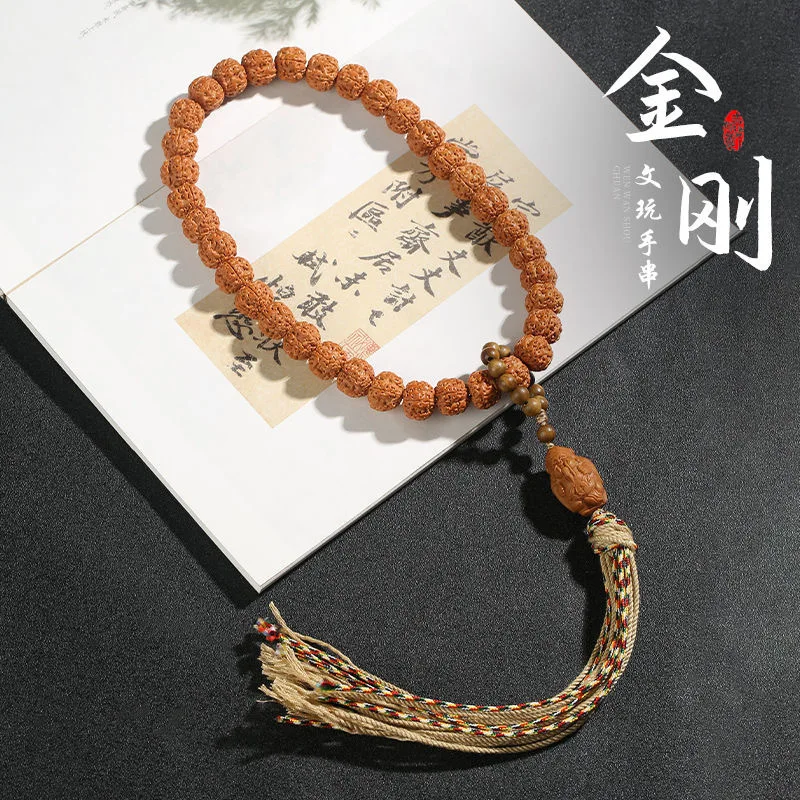 Small Vajra Bodhi seed bead string, double-loop hand-held cultural artifact, fortune god pendant