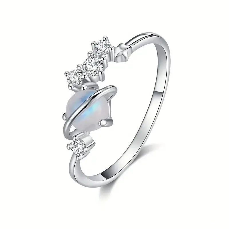 

Planet Geometric Ring Female Universe Imitation Moonstone