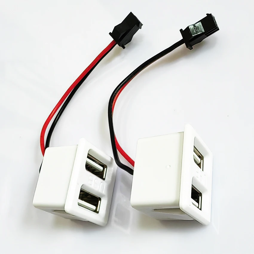 1PCS white Double Layer Usb Female Base Socket and Female Usb Lamp Charging Socket Power Socket With Cable Connector