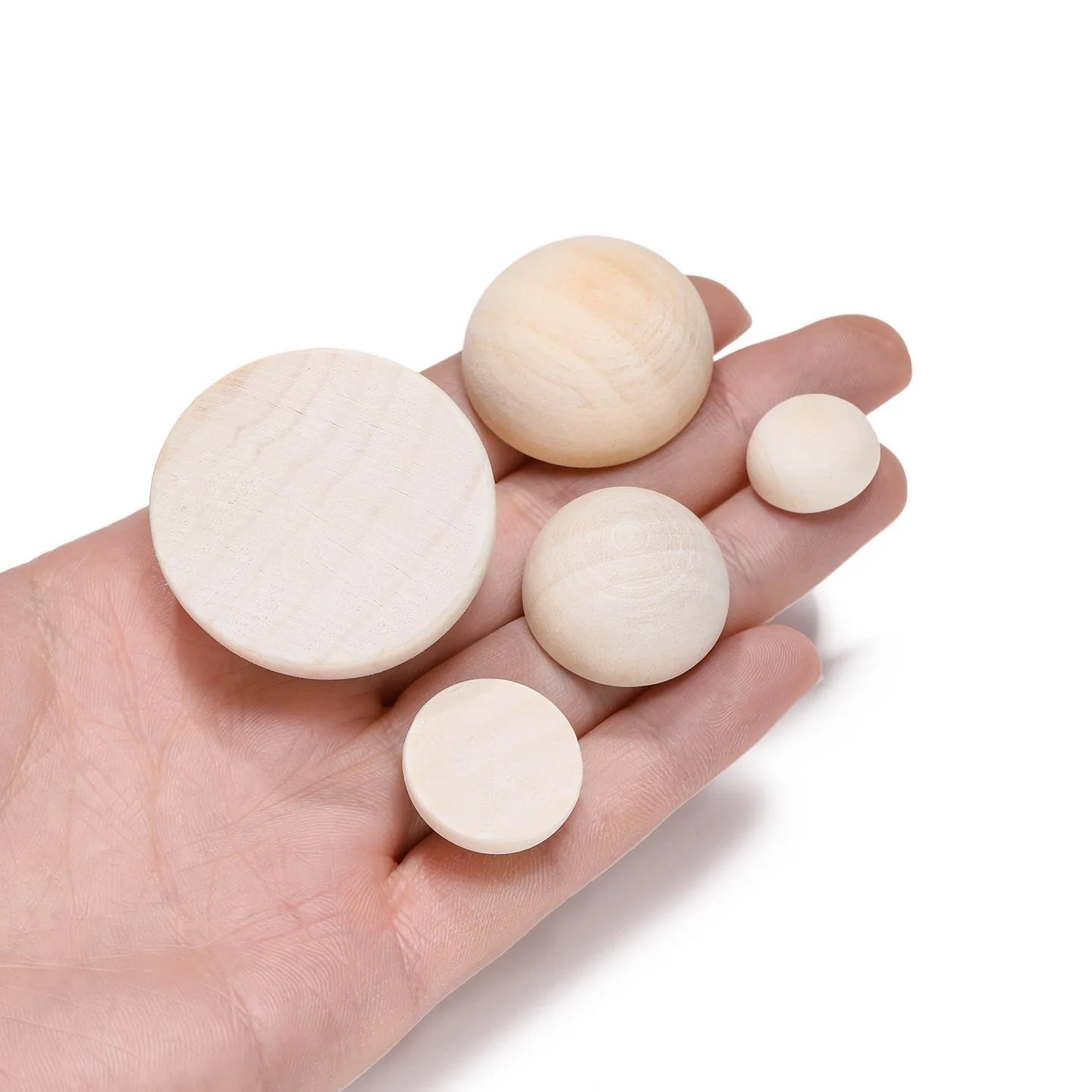 10/12/15mm~100mm Half Wooden Beads Unfinished Natural Half Round Wood Balls Beads DIY Kids Arts and Craft Accessories Decoration
