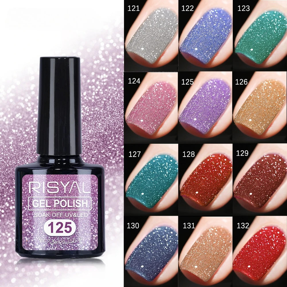 جل طلاء الأظافر مع سباركل دايموند سباركل - جل ديسكو لامع جديد للاستخدام المنزلي في الصالونات، يدوم طويلاً