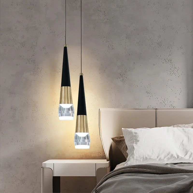 Lamp Modern Kitchen Island LED Pendant Light, Black Gold Mini Pendant Lamp, Bedroom Bedside Table Living Room Black Small Pend