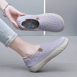 Trendy Versatile Women's Single Shoes 2024 New Mesh Breathable Soft Sole Anti Slip Walking Sports and Leisure Vulcanized Shoes