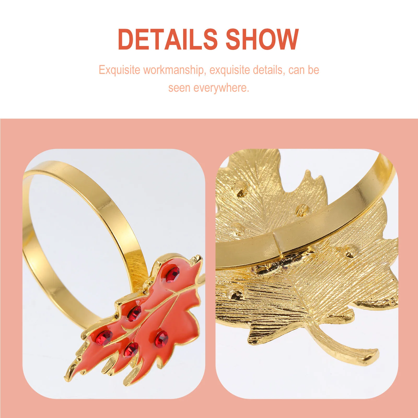 

6 Pcs Napkin Ring Buckle Leaf Fall Rings Maple Shape Leaves Halloween Napkinsring