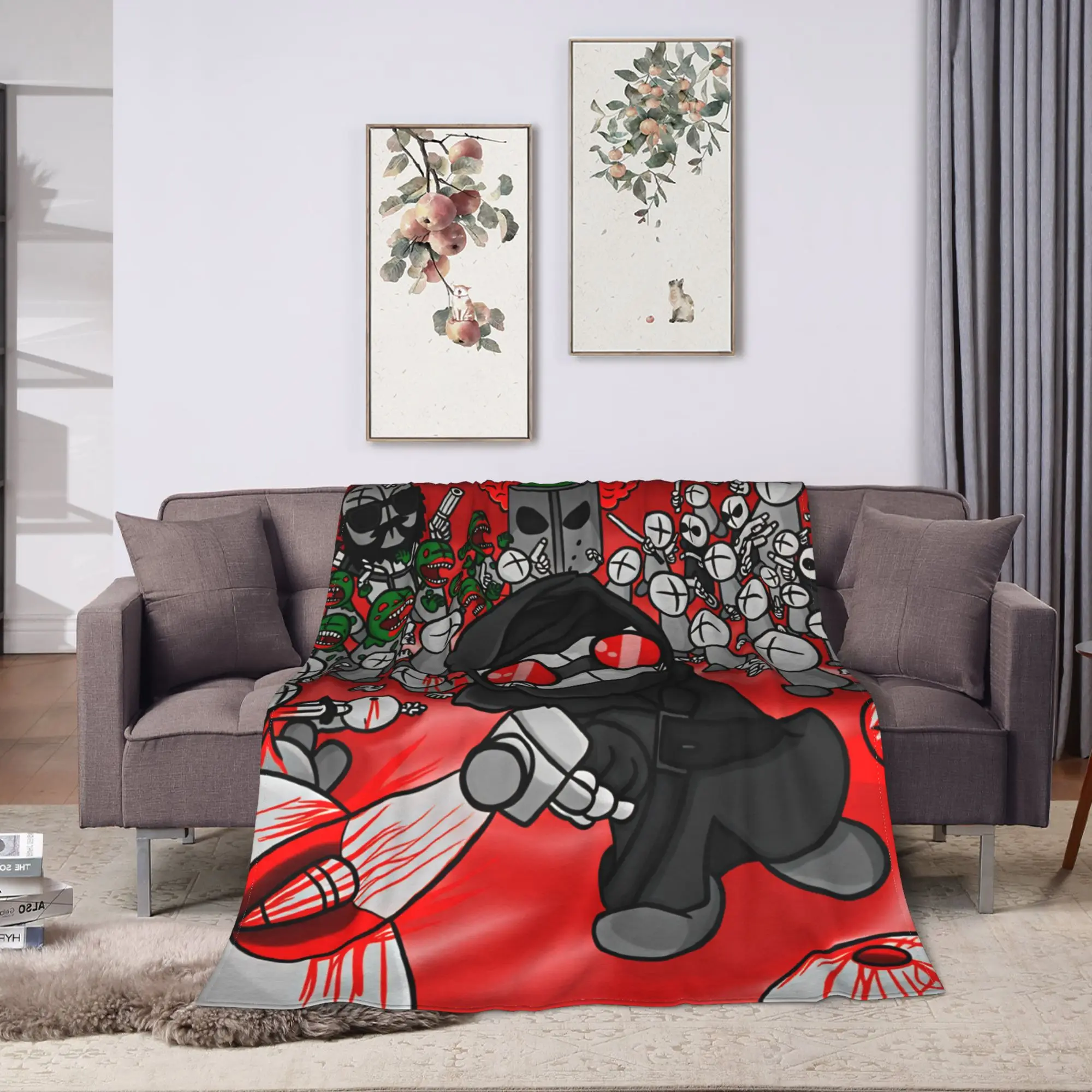 MADNESS COMBAT Warm Soft Blanket  Travel Office Plush Throw Blanket Novelty Bedroom Flannel Bedspread Sofa Bed Cover