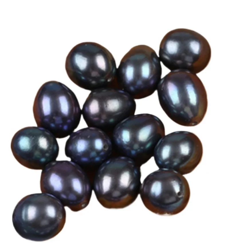 

Genuine Natural South Sea Black Peacock Loose Pearl Half drilled & 14 Pcs Pearls & Near 8x10MM