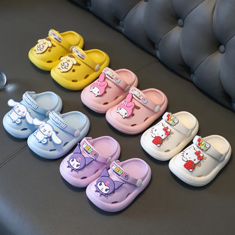 

Sanrio Summer Kids Sandals Hello Kitty Shoes Slippers Soft Anti-Skid Cartoon Hole Baby Shoes Sandy Beach Shoes for Boys Girls