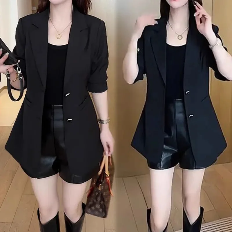 Commuter Spring Autumn 2025 New Blazer Jacket Ladies Professional Wear Suit Coat Women's Short Outcoat Female Split Overcoat Top