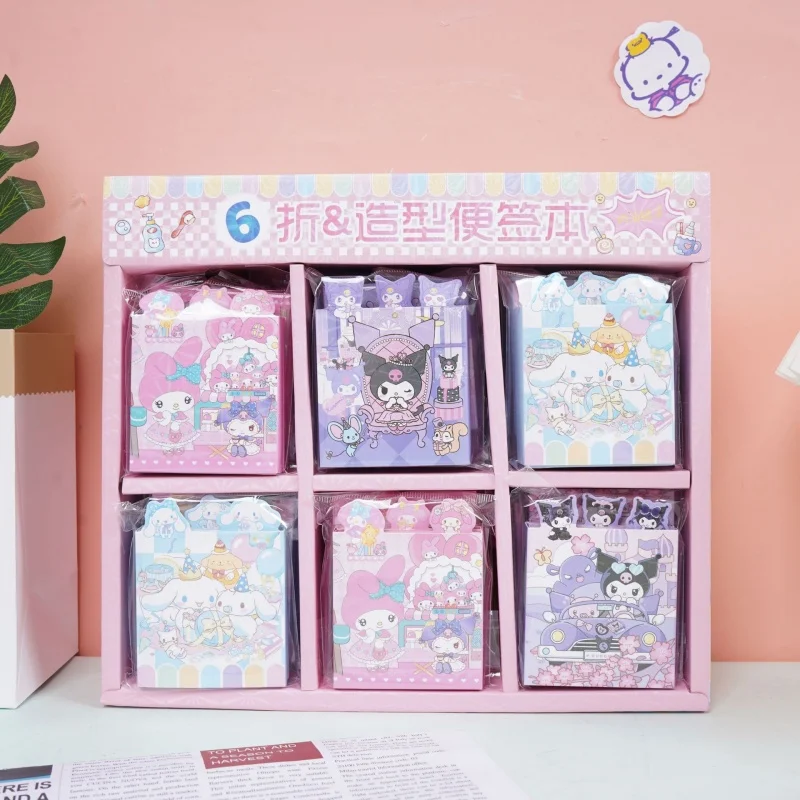 

12 шт./лот Sanrio Kuromi Melody Cinnamoroll 6 складной блокнот милые канцелярские принадлежности N раз этикетка блокнот закладка почта школьные принадлежности