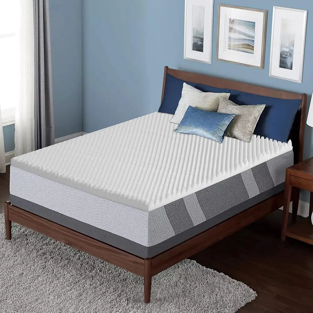 

, 2-Inch Convoluted High Density Foam Mattr Topper, Certipur-Us Certified For Superior Comfort And Support, Queen, White