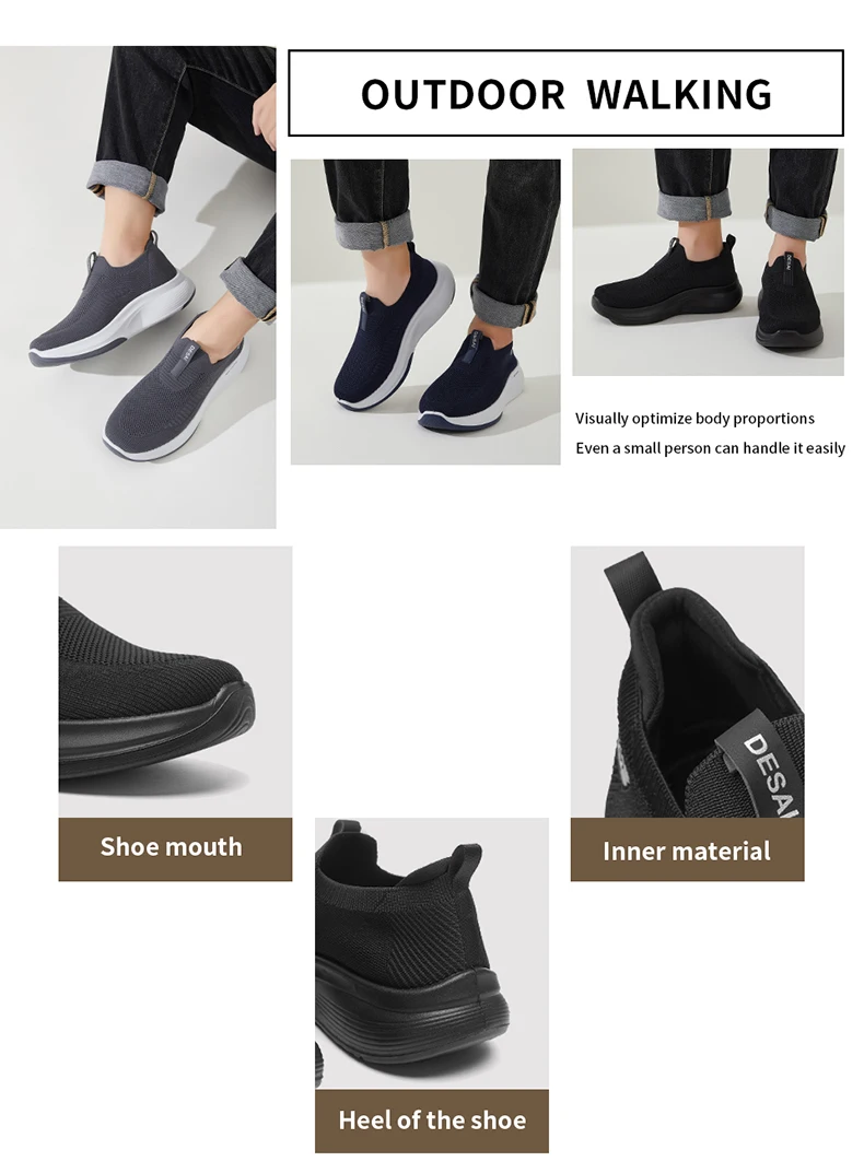 Desai Herren Hands-Free Slip-On Mesh Walkingschuhe, Atmungsaktive Leichte Bequeme Freizeitsneaker, Vielseitige Schuhe für Herbstmode – Detail 5