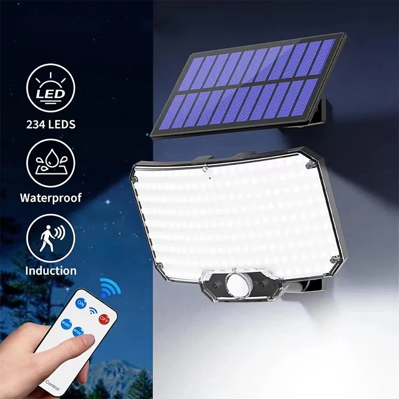 234LEDs Outdoor Solar Lights 3 Modes Motion Sensor Flood Lights with Remote IP65 Waterproof Security Solar Lamps for Outside