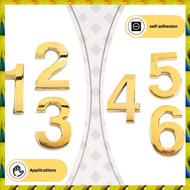 WFF 3D Numeral Door Plaque House Drawer Sign Gate Digits 0 To 9 ABS Number Tag Hotel Home Sticker Address Door Label