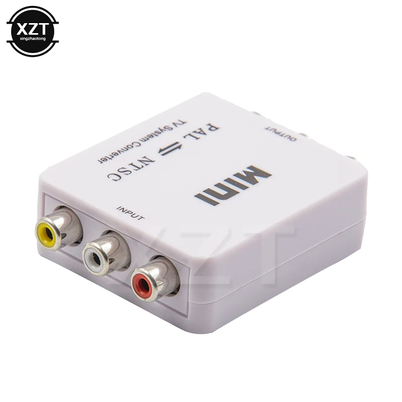 New White Box PAL NTSC SECAM to NTSC PAL TV Video System Converter Switcher Adapter AV CVBS Audio Converter