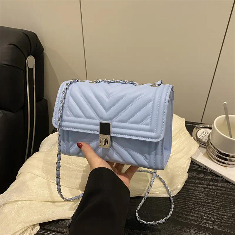 

Trendy Rhombus Pattern Chain Link Crossbody Bag for Women Quali Material Single oulder Versatile Bag Sli Summer 2025