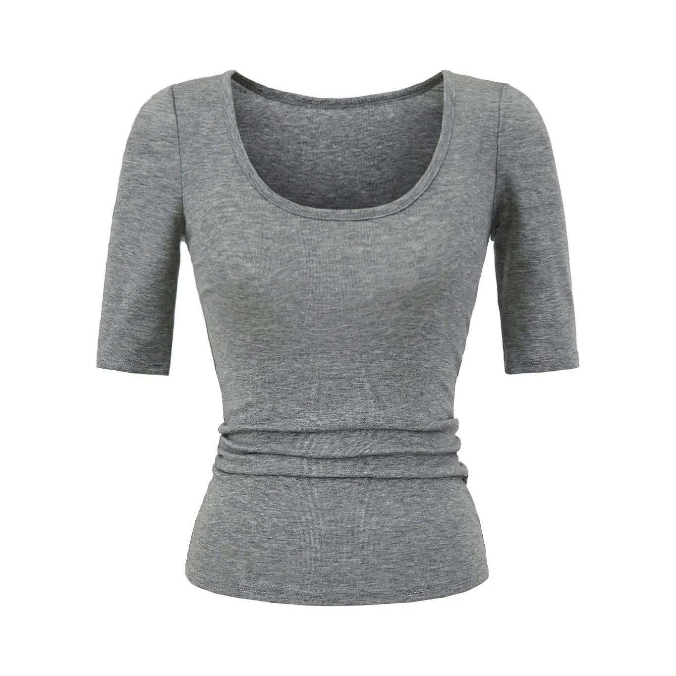 

Crew Neck Medium Sleeve Retro Basic Knitted Top Women's Slim Five-quarter Sleeve T-shirt U-neck Tencel Bottoming Shirt Summer