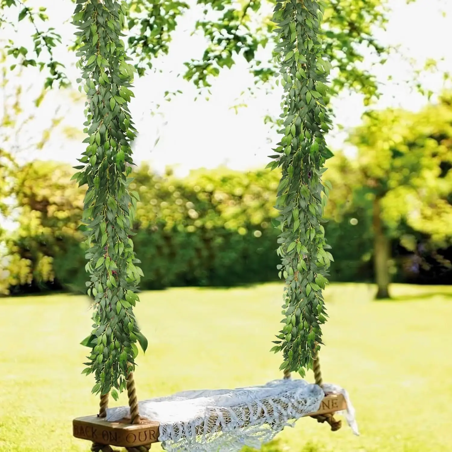 YeeNanee 2pcs Artificial Italian Ruscus Vines Silk Willow Greenery Garlands for Wedding Arch Table Centerpieces Room Decor