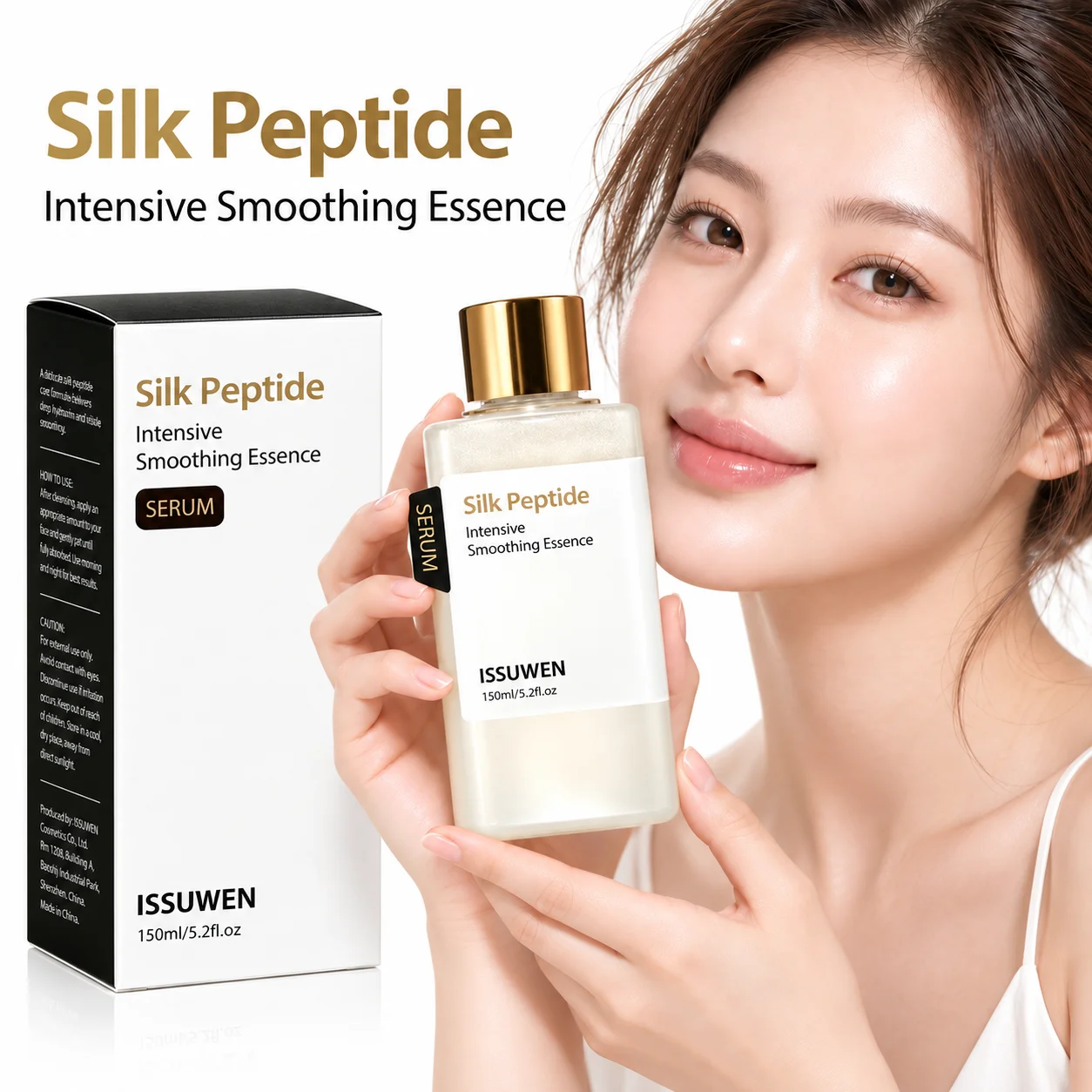 Silk Peptide Facial Toner Lightweight Non Sticky Collagen Essence Fast Absorbing Hydration for Skin Prep Before Makeup