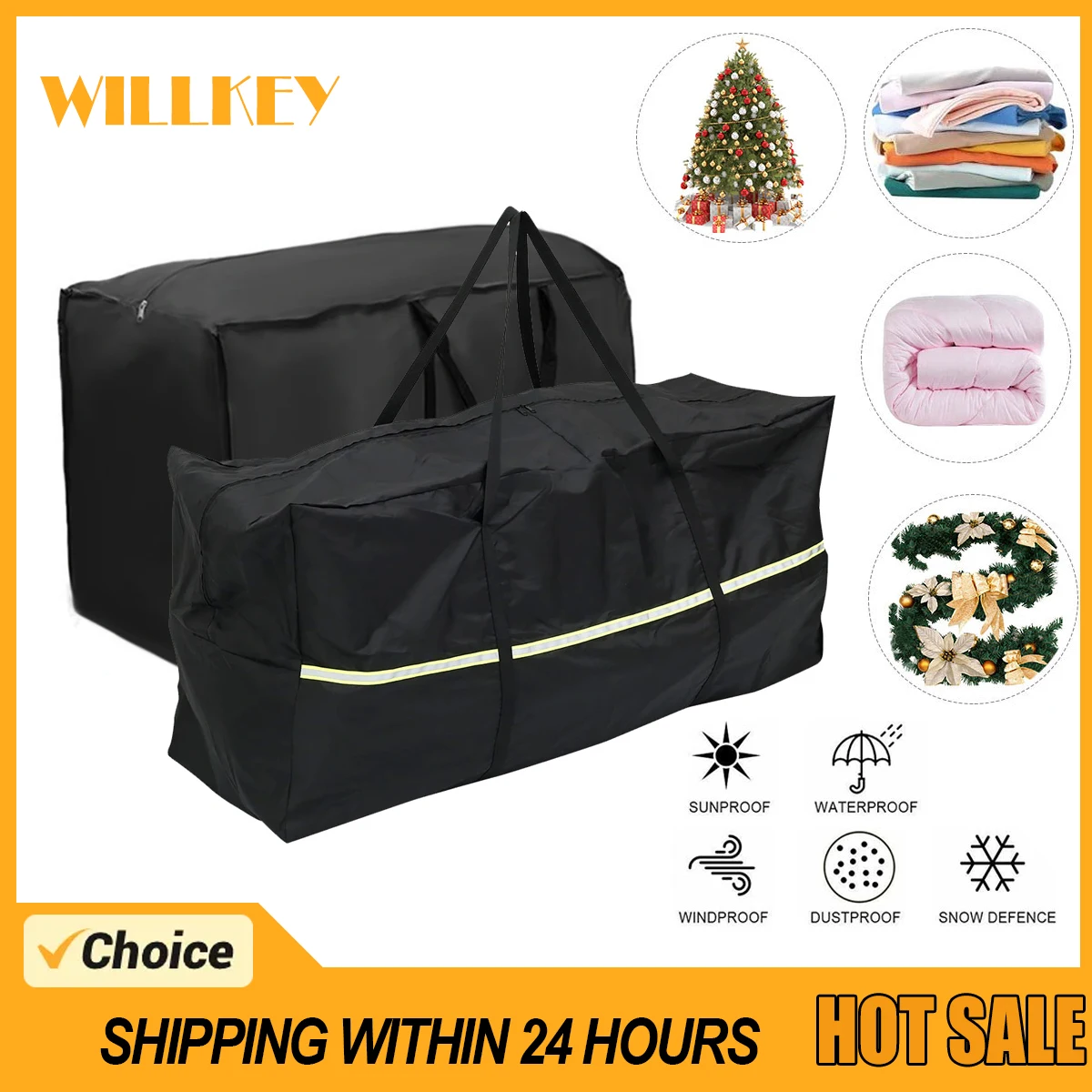 Garden Furniture Covers Black Anti-UV Heavy Duty Waterproof Oxford Cloth Storage Bag Outdoor Cushion Christmas Tree Organizer