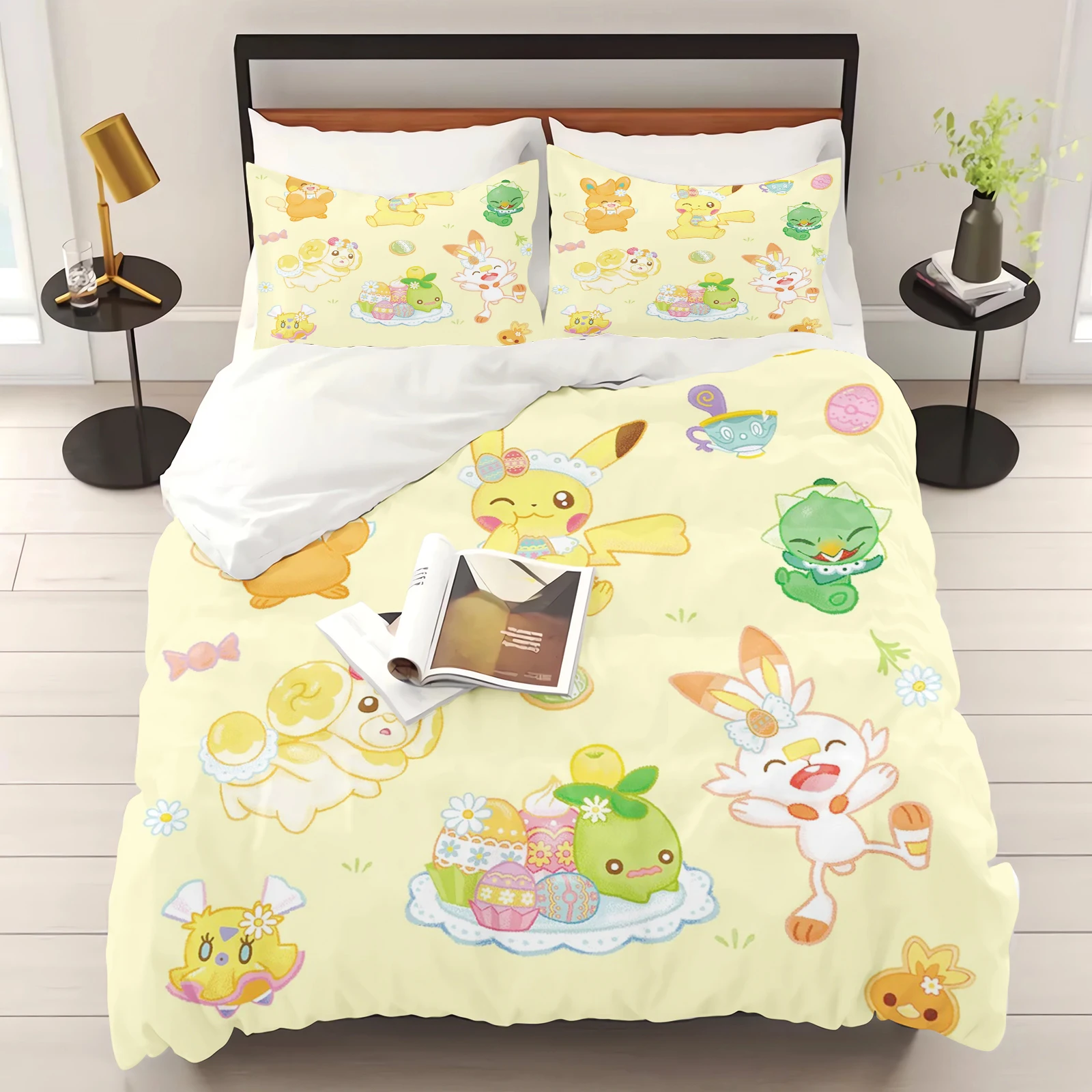 Pokemon Duvet Cover Set Comforter Bedding 3d Children'S Bedding Set 3-Piece 1 Quilt Cover King Size