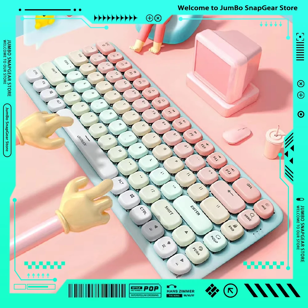 UGREEN Fun+ Wireless Bluetooth Keyboard Phantasialand Tea Switches Backlight Light Thin Of