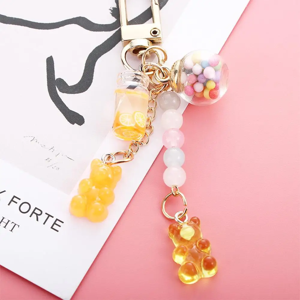 Unisex Cute Acrylic Bag Pendant Candy Floating Fruit Keyholder Fashion Accessories Key Ring Bear Key Chain