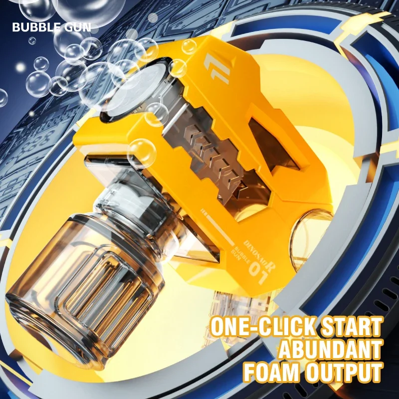 ไดโนเสาร์ Bubble Gun Fuly เครื่องเป่าลมสบู่อัตโนมัติมือถือเครื่องเป่าไฟฟ้าของเล่นแสงเด็กของขวัญเกมกลางแจ้ง