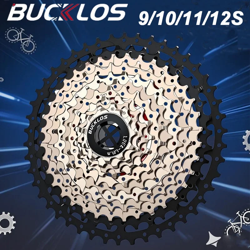 

BUCKLOS Bike Cassette 9/10/11/12Speed MTB Bicycle Freewheel 25/28/32/34/36/40/42/46/50/52T Sprocket HG Structure Flywheel